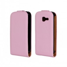 Samsung Galaxy Trend Lite S7390 - Genuine Leather Up Down Flip Protective Phone Cover Case - Pink